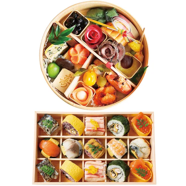 奈良 わさび葉寿し うめもり ことほぎ華おせちとあでやか手鞠寿しセット(おせち1人用+手鞠寿し1~2人用)(大丸神戸店)の公式商品画像