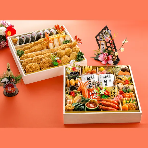 ジャンボ海老おせち二段(かつ丸郡山新さくら通り店)の公式商品画像