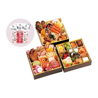 [みちのく 伯養軒]三段重 白石温麺(紅白)付（京王百貨店 新宿店）の公式商品画像
